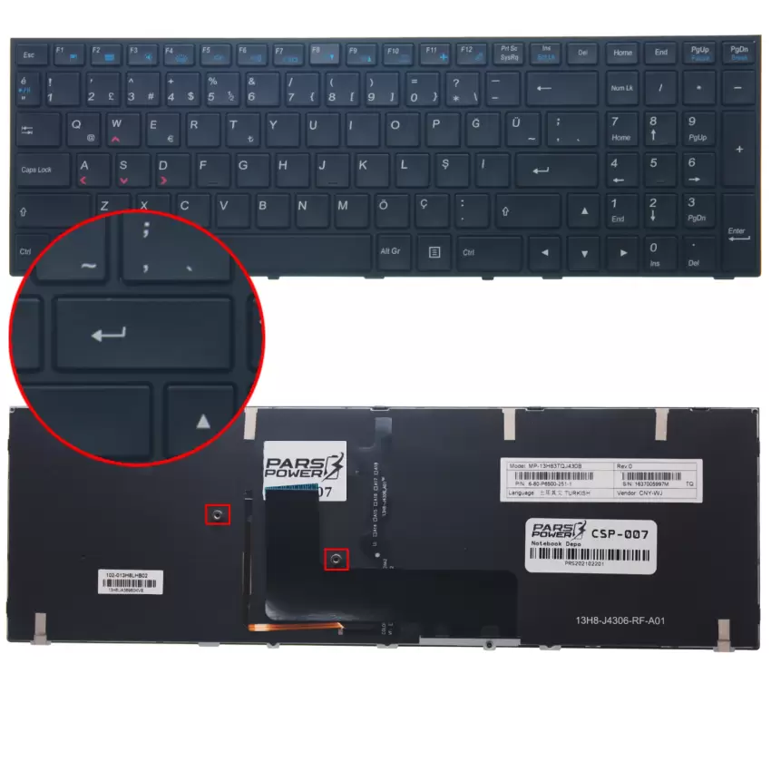 Monster Abra A7 V6.1.1Uyumlu Notebook Klavye Işıklı (Siyah TR)