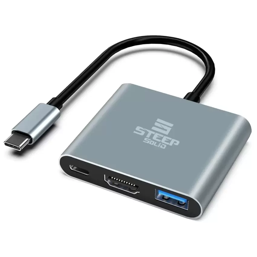 Steep Solid 3in1 Type-C To Hdmi, Usb 3.0 + USB-C Dönüştürücü - Çevirici