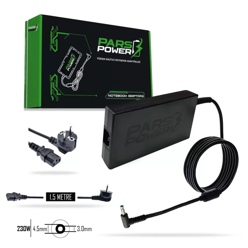 PRS-101 230W Slim 19.5V 11.80A (4.5*3.0mm) Adaptör Şarj Aleti-Cihazı (Pars Power)