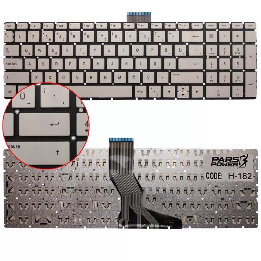 Hp 15-bs002nt, 15-bs003nt, 15-bs004nt Notebook Klavye (Beyaz TR)