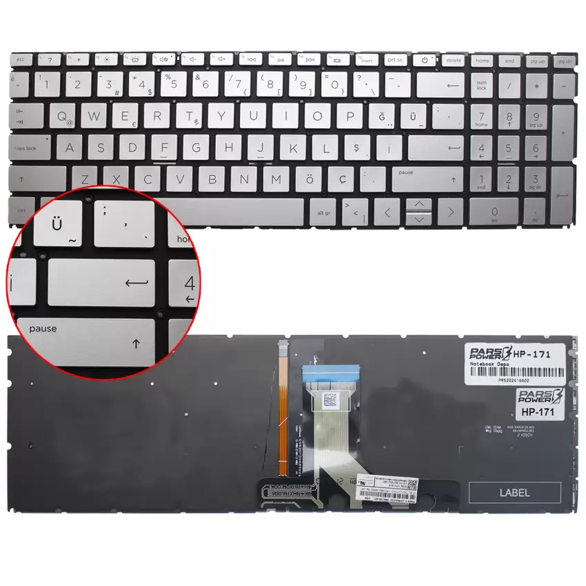 HP Pavilion 15-EG, 15T-EG Klavye Işıklı (Gümüş TR)