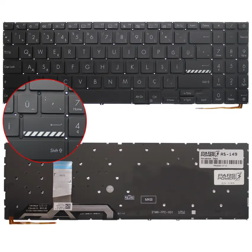 Asus VivoBook 15 M1502IA-EJ131W Klavye Işıklı (Siyah TR)