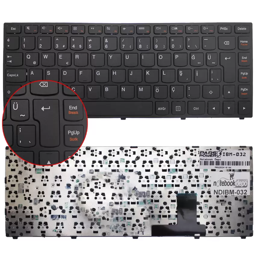 Lenovo T3SM-TUR-Q Notebook Klavye (Siyah TR)