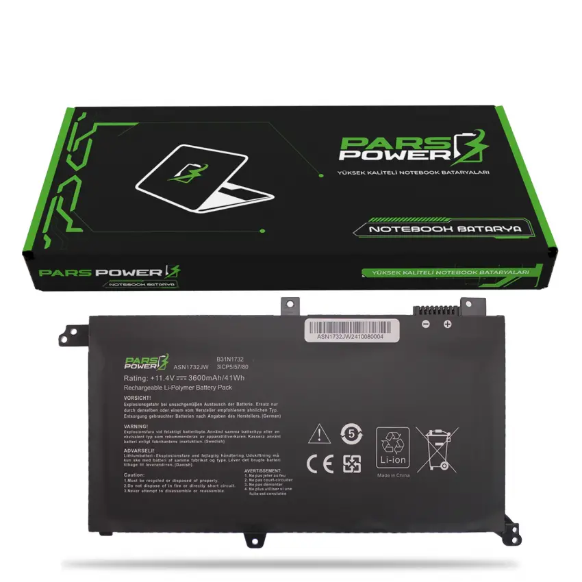 Asus VivoBook X571GT-AL, X571GT-AL121 Batarya - Pil (Pars Power)