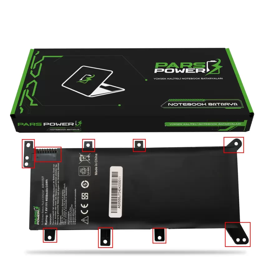 Asus A555U, F555U, K555U Notebook Batarya - Pil (Pars Power)