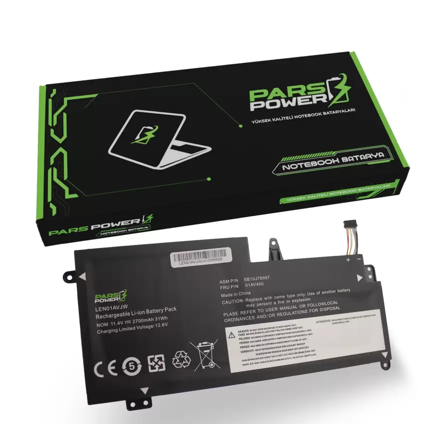 Lenovo Thinkpad 01AV400, 01AV401 Batarya - Pil (Pars Power)