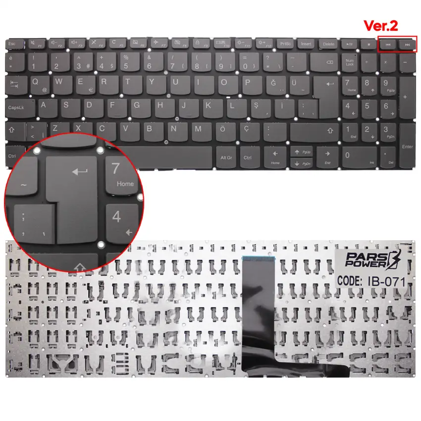 Lenovo V15-IWL 81YE00AETX, 81YE0095TX16 Klavye (Füme TR)