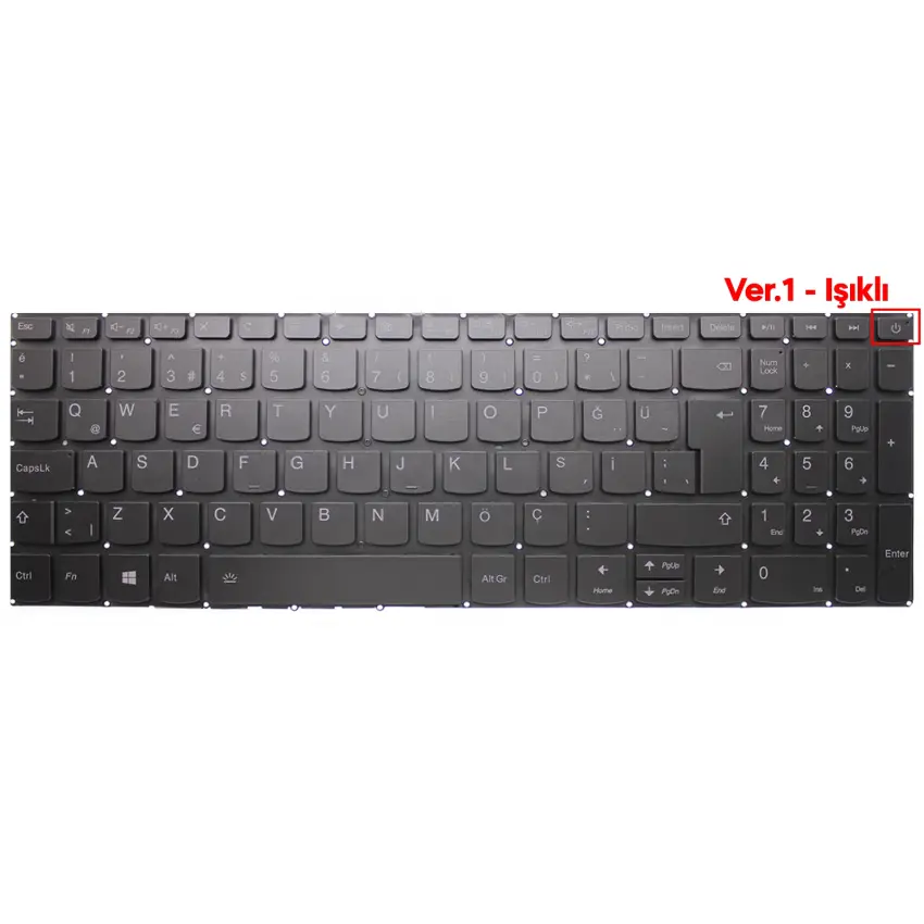 Lenovo ideaPad 3-15ADA05 81W100F7TX, 81W100JRTX Klavye Işıklı (Füme TR)
