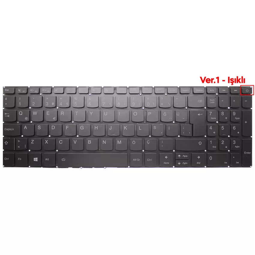 Lenovo IdeaPad L3-15IML05 81Y3, L3-15ITL6 82HL Klavye Işıklı (Füme TR)