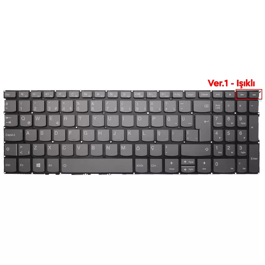Lenovo ideaPad S145 81UT0017TX, 81MV017KTX Klavye Işıklı (Füme TR)