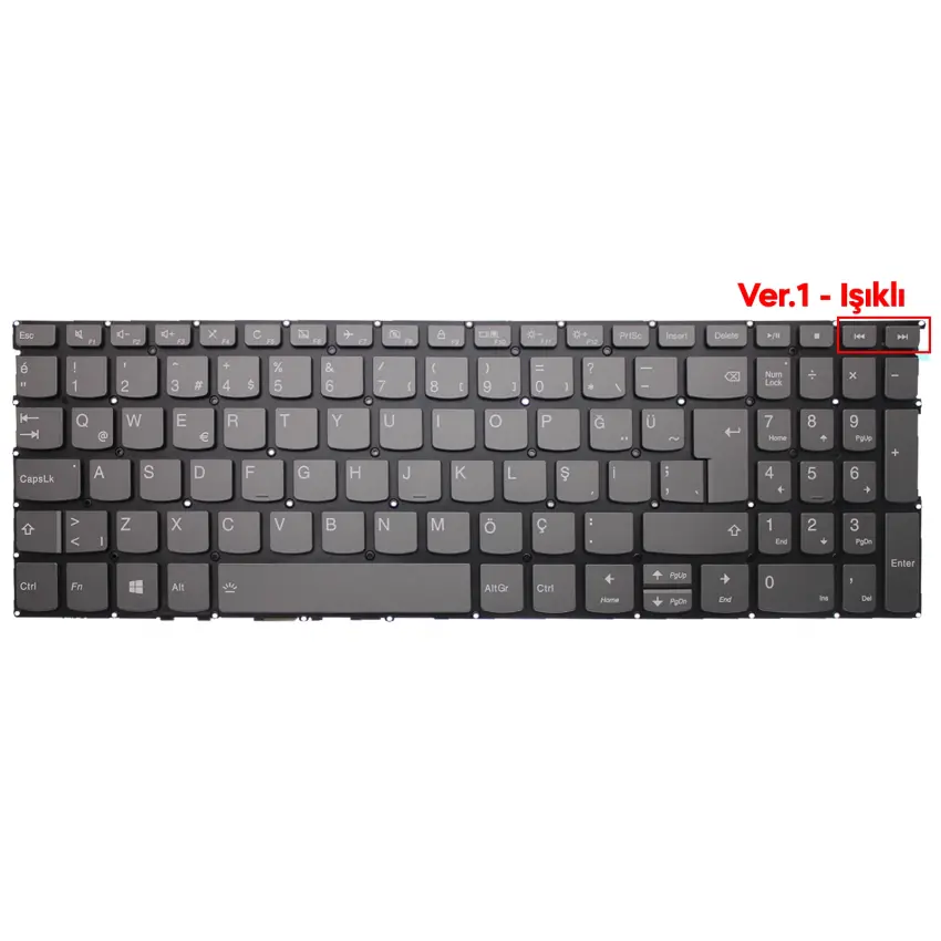 Lenovo ideaPad 520-15IKB 81BF00BUTX Klavye Işıklı (Füme TR)