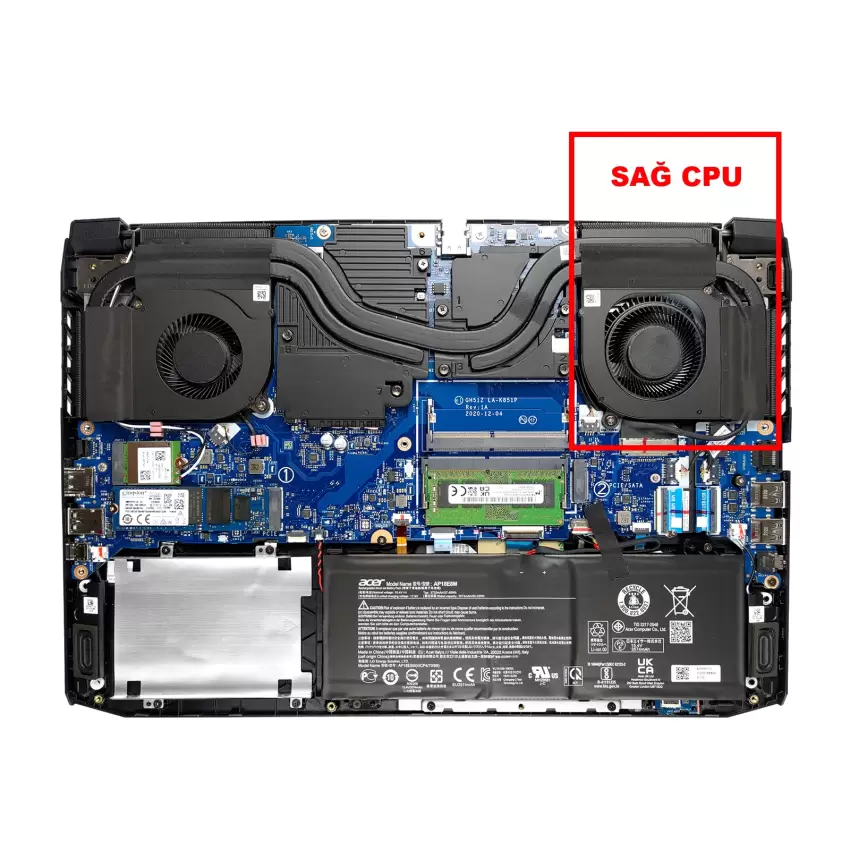 Acer Nitro 5 AN515-55-52EW, AN515-55-52FN Cpu Fan - İşlemci Fanı Ver.2
