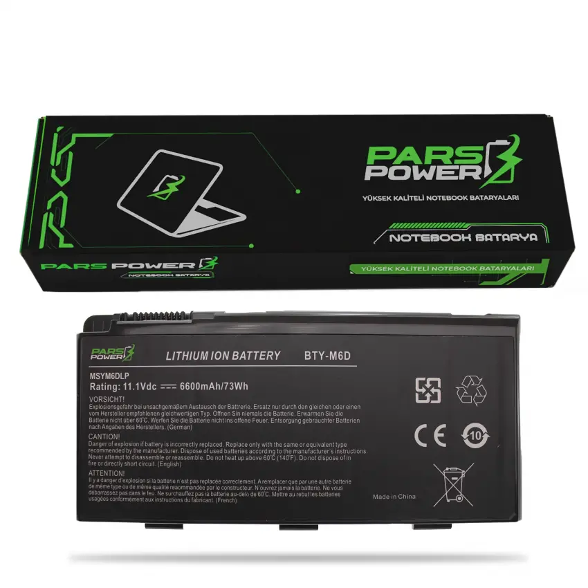 Msi GT663R, GT680H, GT680R, GT683H Notebook Batarya - Pil (Pars Power)