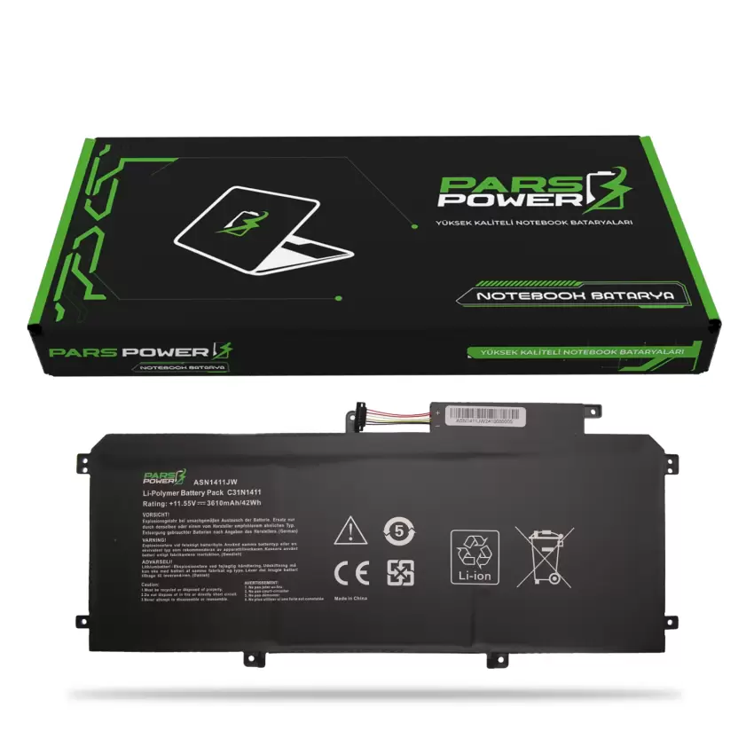 Asus ZenBook UX305FA-FB041H, UX305FA-BBM1 Batarya - Pil (Pars Power)