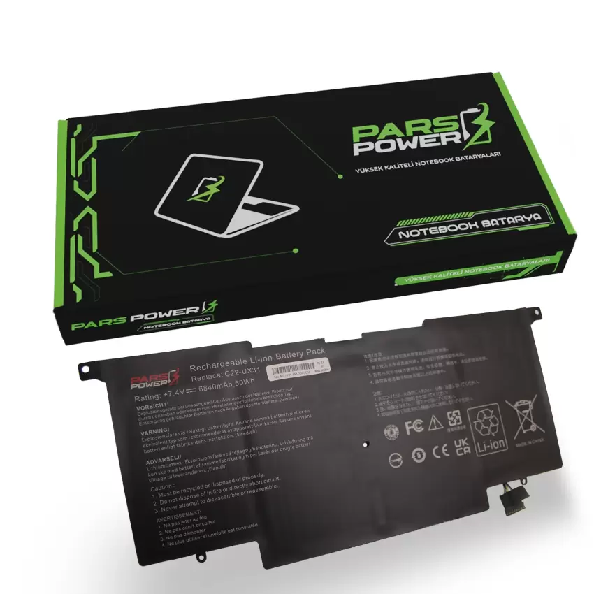 Asus Zenbook UX31A-R4003H, UX31A-R4003V Batarya - Pil (Pars Power)