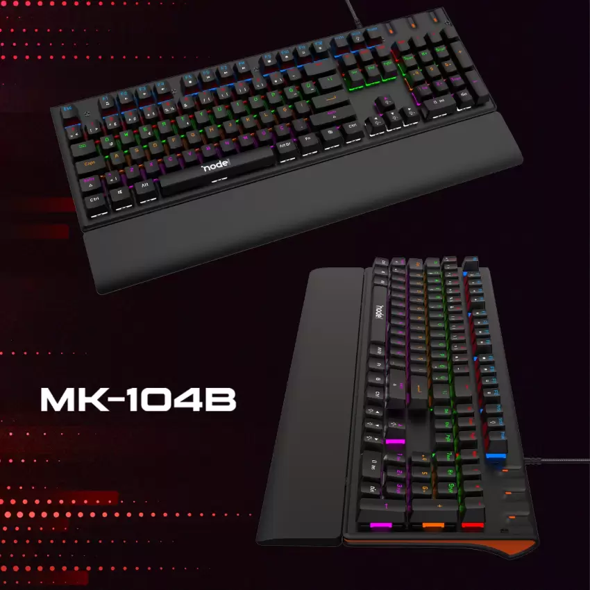 Node Game Nova ND-MK-104BB Mekanik Rainbow Işıklı Klavye Siyah (Blue Switch)