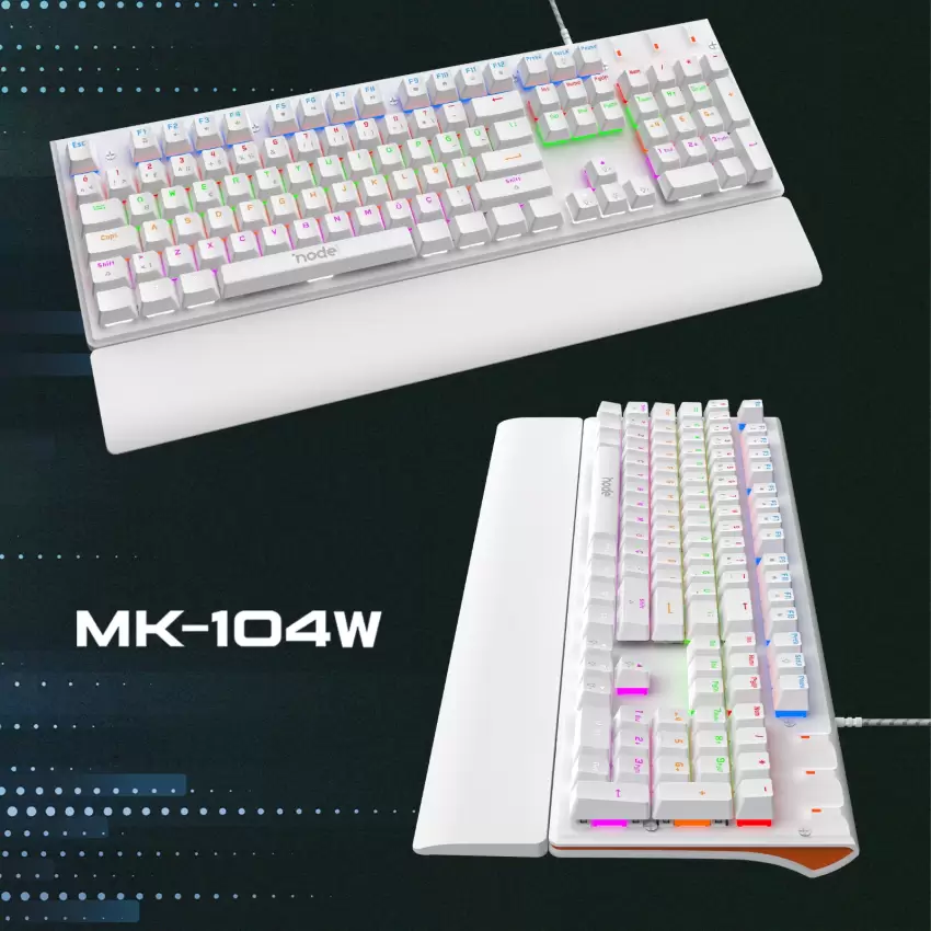 Node Game Nova ND-MK-104BR Mekanik Rainbow Işıklı Klavye Beyaz (Red Switch)