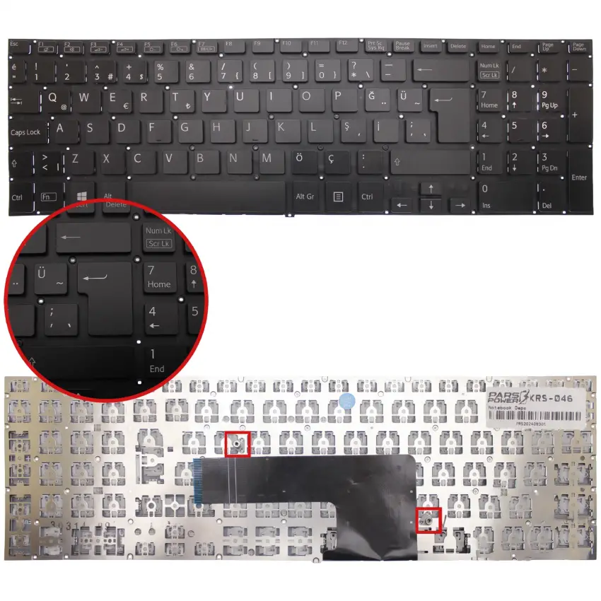 Sony Vaio Fit SVF1521W4E, SVF1521WST Notebook Klavye (Siyah TR)