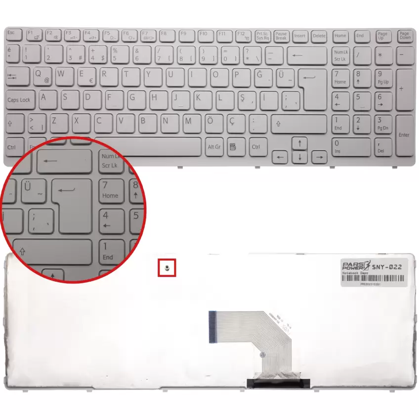 Sony SVE 15, SVE15, SVE 17, SVE17 Serisi Notebook Klavye (Beyaz TR)