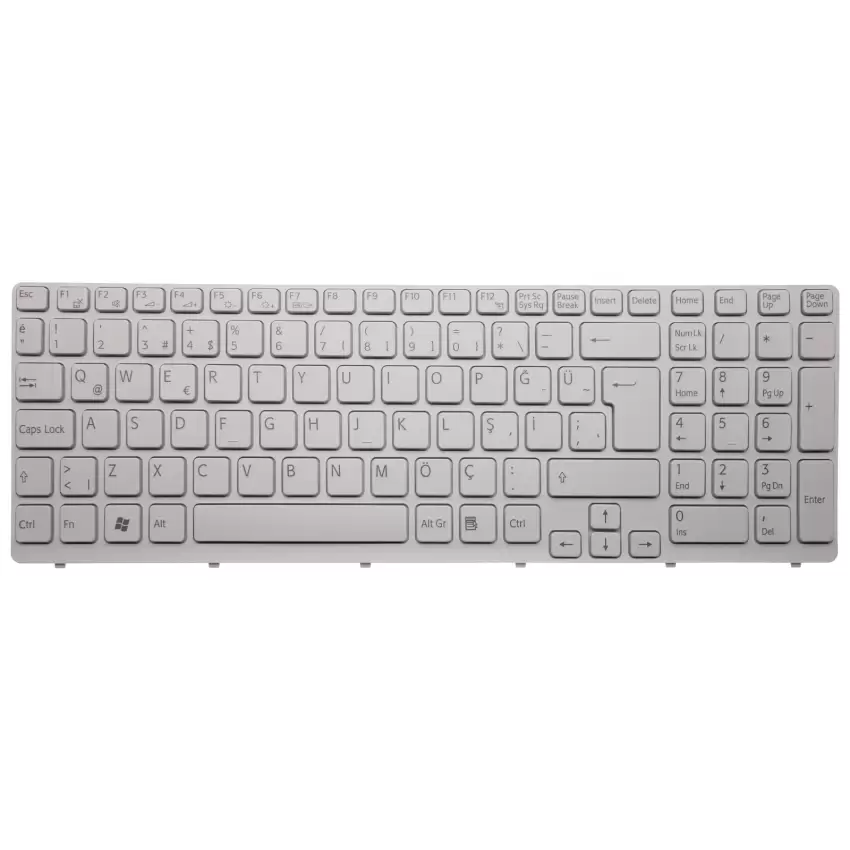 Sony SVE 15, SVE15, SVE 17, SVE17 Serisi Notebook Klavye (Beyaz TR)