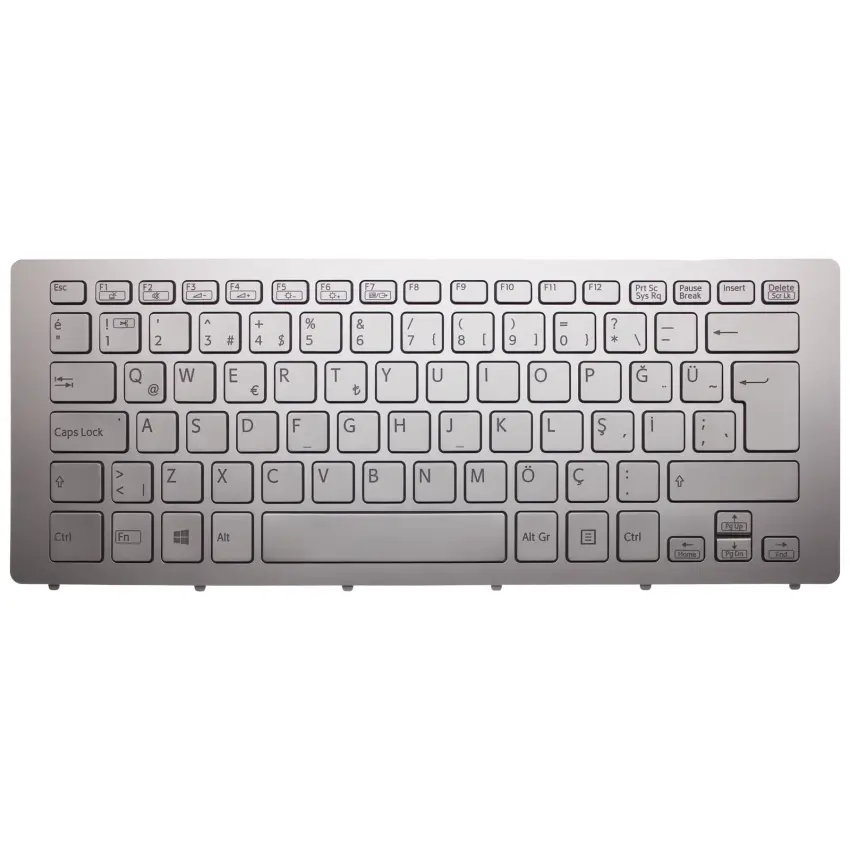 Sony Vaio SVF15N1S2E, SVF15N1X2E Klavye Işıklı (Gümüş TR)
