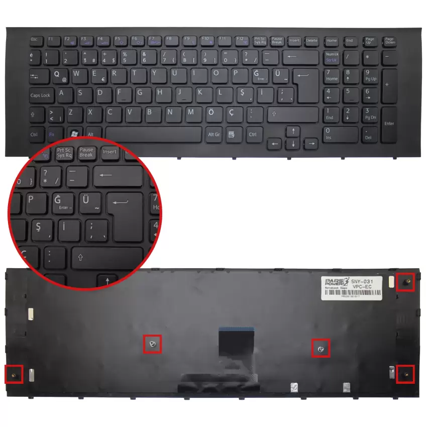 Sony Vaio PCG-91111M, PCG-91112L Notebook Klavye (Siyah TR)