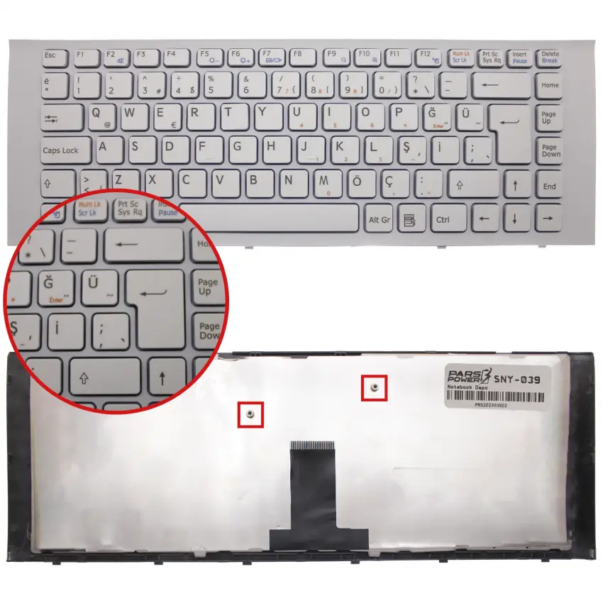 Sony Vaio VPCEG12FX Notebook Klavye (Beyaz TR)