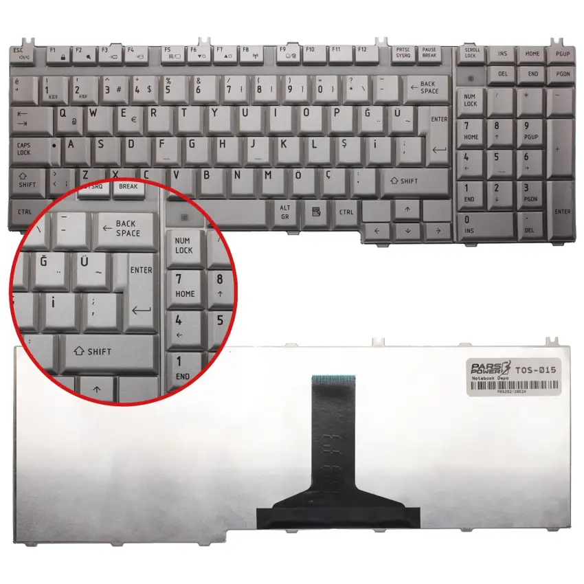 Toshiba Satellite L500-1H1, L500-1KC Notebook Klavye (Gümüş TR)