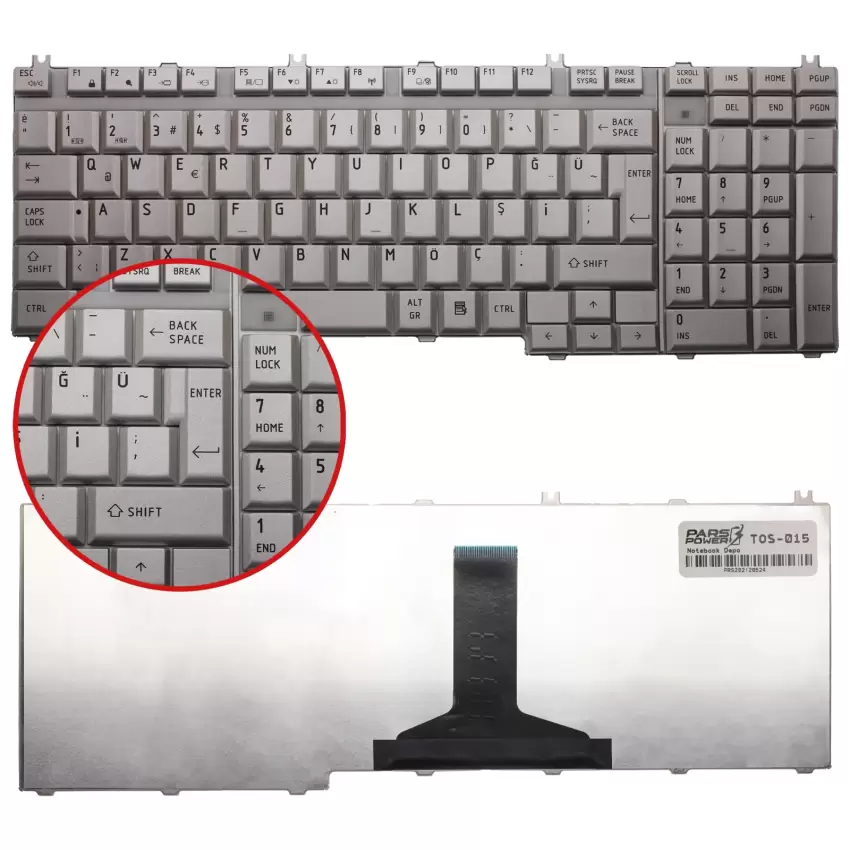 Toshiba Satellite L505-13N, L505-13P Notebook Klavye (Gümüş TR)