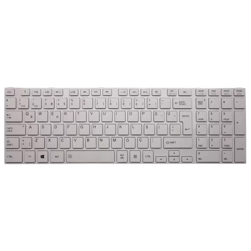 Toshiba Satellite C850-DKK, C850-E1K, C850-E3K Notebook Klavye (Beyaz TR)