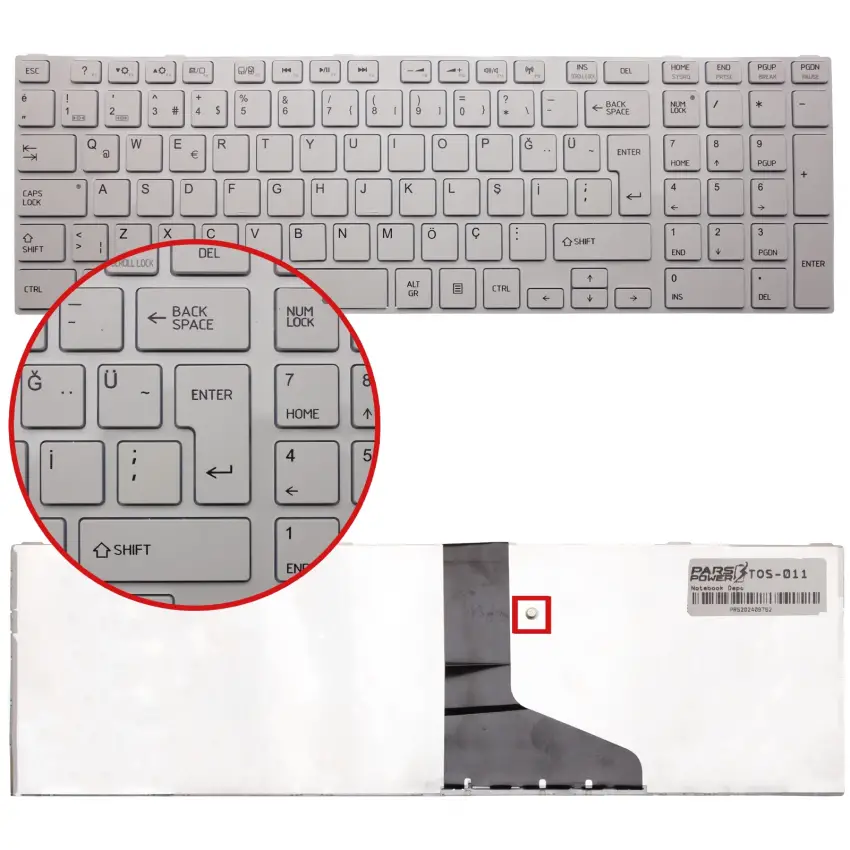 Toshiba Satellite C855-1QZ, C855-1R0, C855-1R1 Notebook Klavye (Beyaz TR)