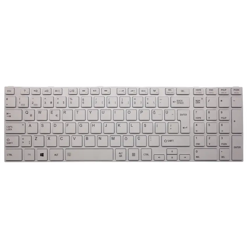 Toshiba Satellite C870-DMK, C870-DNK, C870-DNW Notebook Klavye (Beyaz TR)