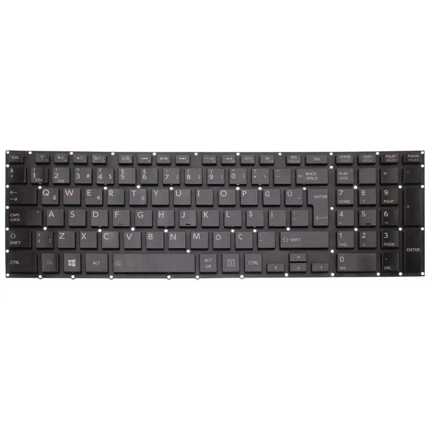 Toshiba Satellite P50T-A-114, P50T-B-10T Notebook Klavye Işıklı (Siyah TR)