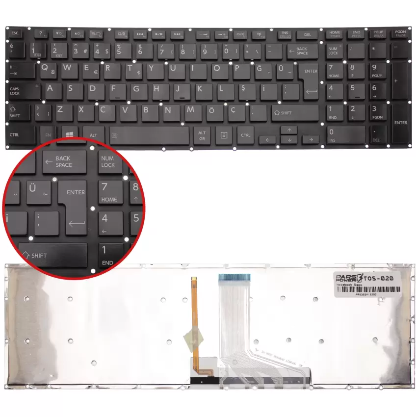 Toshiba Satellite P70-B-10E, P70-B-10X Notebook Klavye Işıklı (Siyah TR)