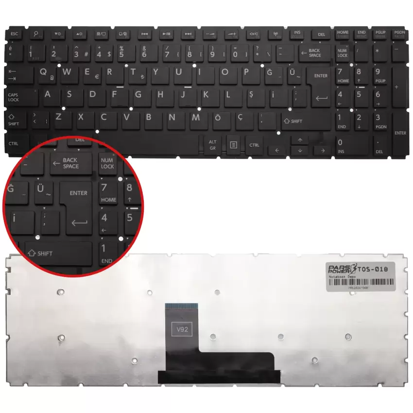 Toshiba Satellite L50-B-1DK, L50-B-1DL Notebook Klavye (Siyah TR)