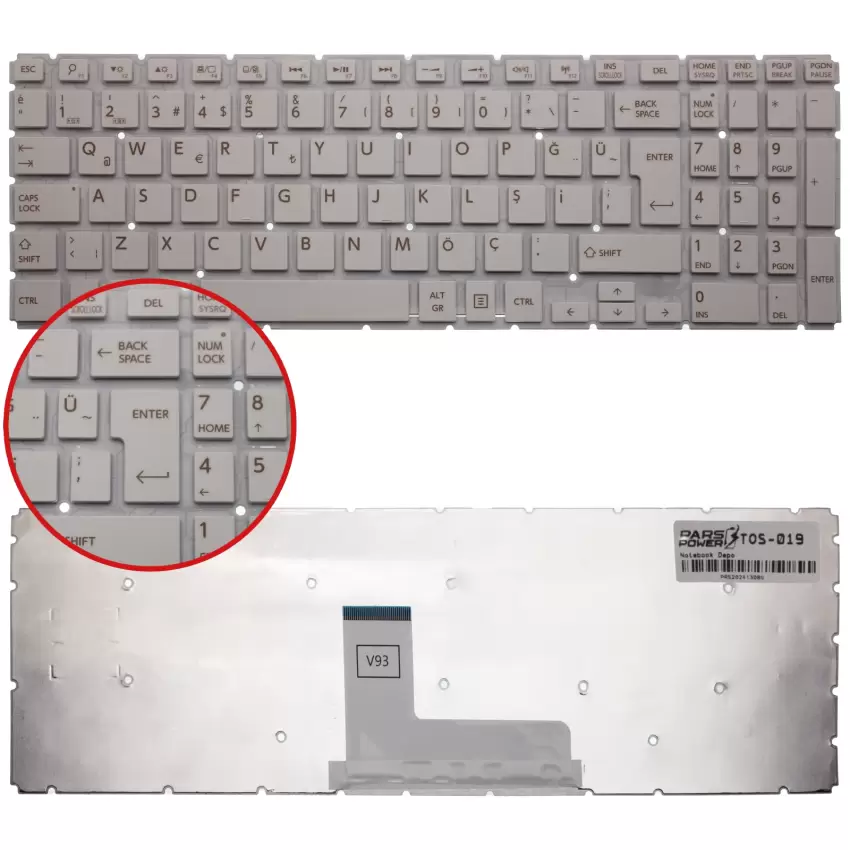 Toshiba Satellite L50-B-1DK, L50-B-1DL Notebook Klavye (Beyaz TR)