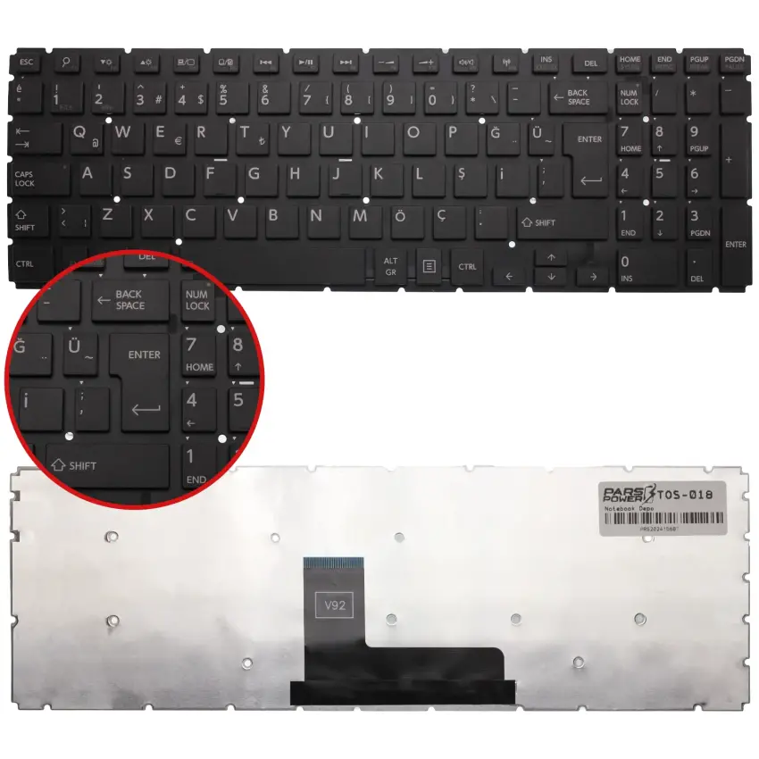 Toshiba Satellite L50-B-1VR, L50-B-1VT Notebook Klavye (Siyah TR)