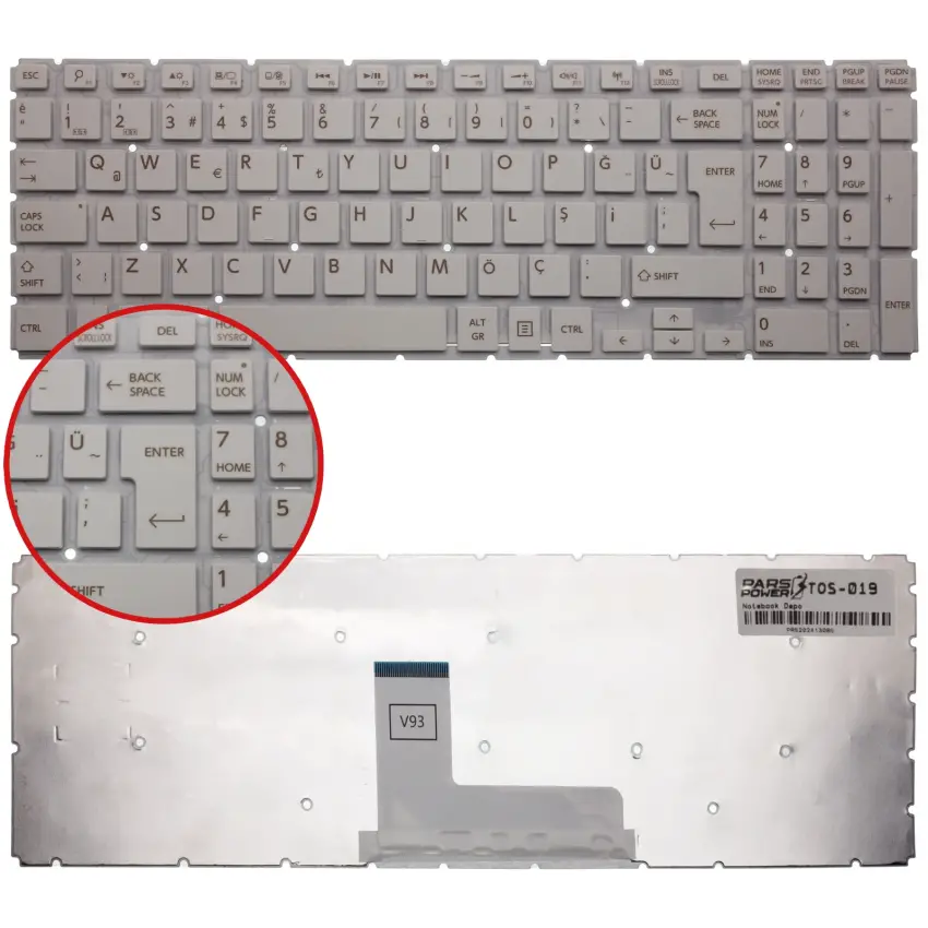 Toshiba Satellite L50-B-1VR, L50-B-1VT Notebook Klavye (Beyaz TR)