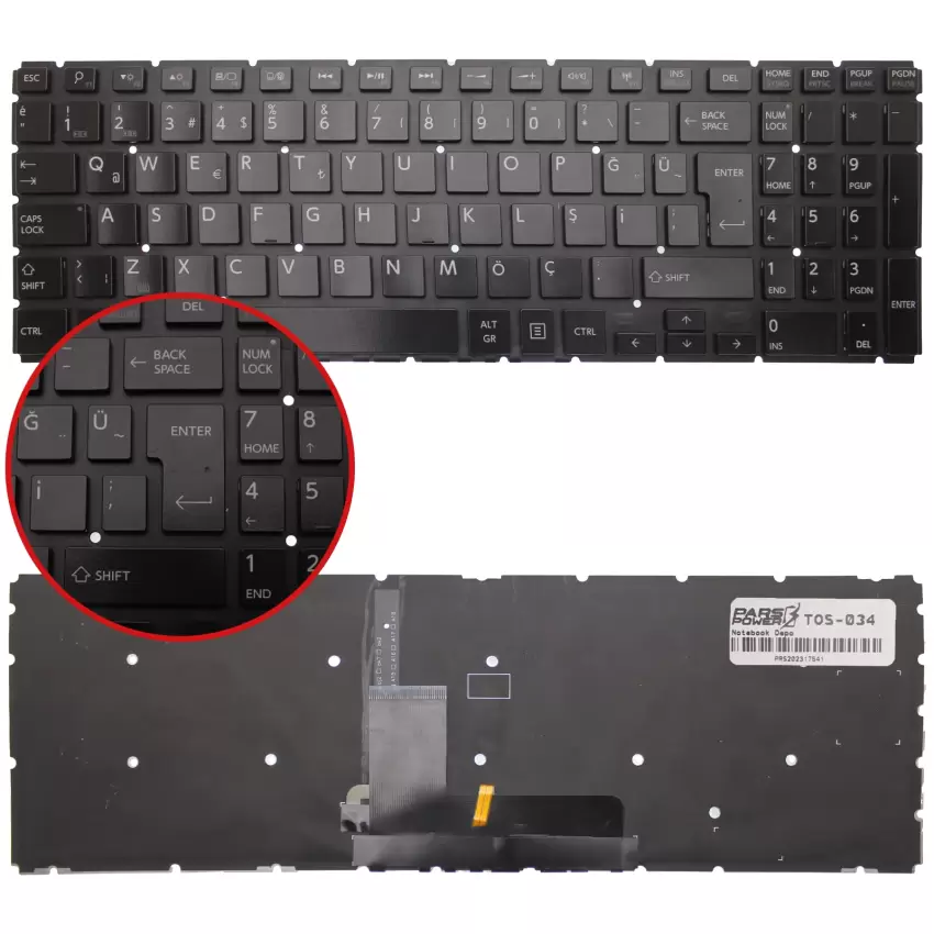 Toshiba Satellite L50-B-1DK, L50-B-1DL Notebook Klavye Işıklı (Siyah TR)