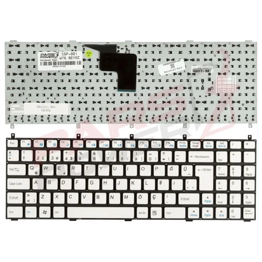 Clevo W870 Notebook Klavye (Beyaz TR)