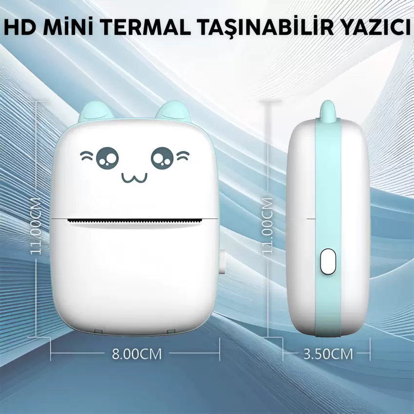 Steep Solid C9 Mini Fotoğraf Yazıcı Kablosuz Baskı Makinesi Ios Android Uyumlu Termal Printer (Mavi)