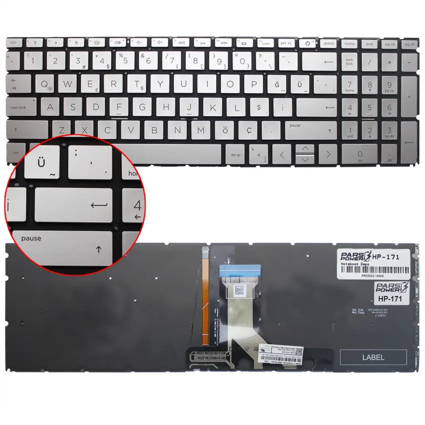 Hp 15-fd0004nt (86n52EA) Klavye Işıklı (Gümüş TR)