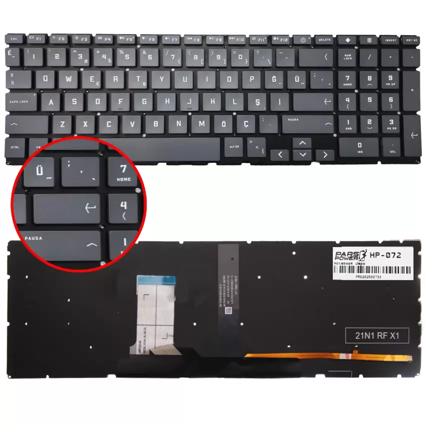 Hp Victus Gaming 16-s1xxx Klavye Işıklı (Füme TR)
