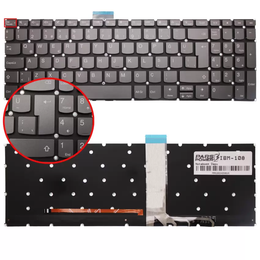 Lenovo Thinkbook 15 G4 Aba Type 21dl Klavye Işıklı (Füme TR)