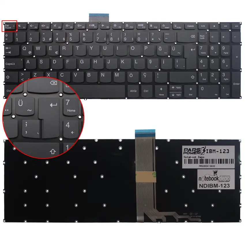 Lenovo Ideapad Slim 3-15amn8 82xq000ytx Klavye (Füme TR)
