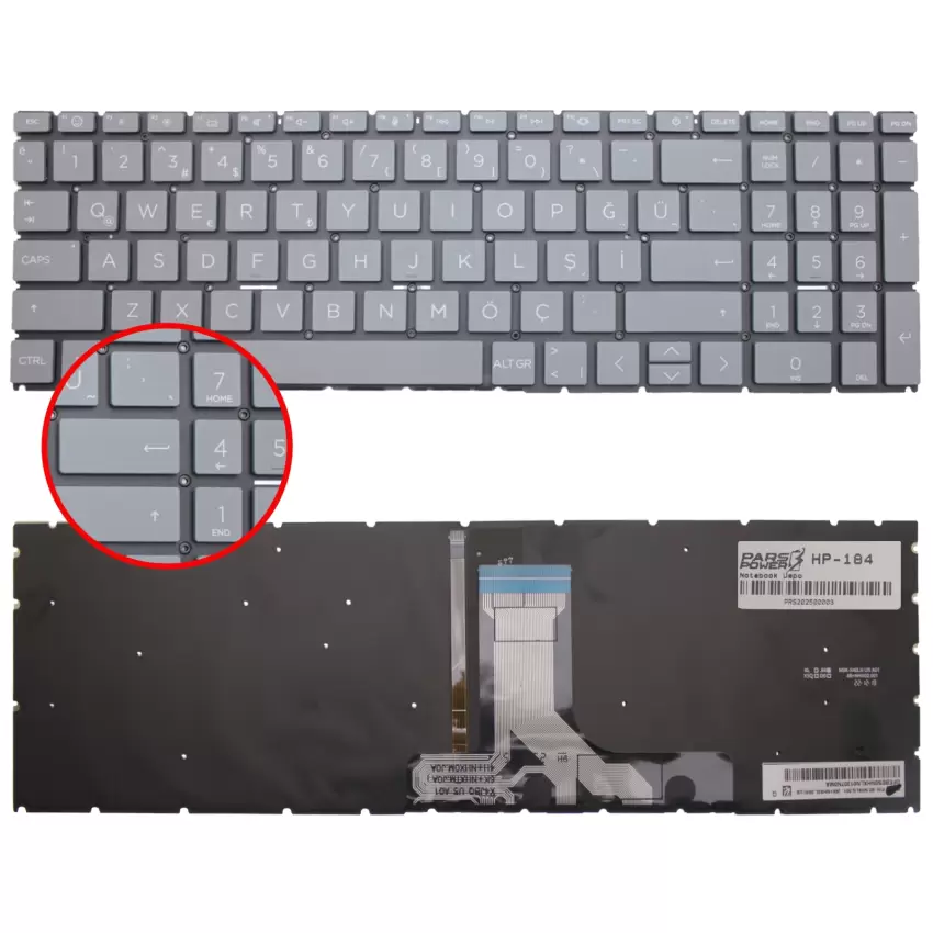 Hp 15-fc0020nt (7Q9L2EA) Klavye Işıklı (Füme TR)