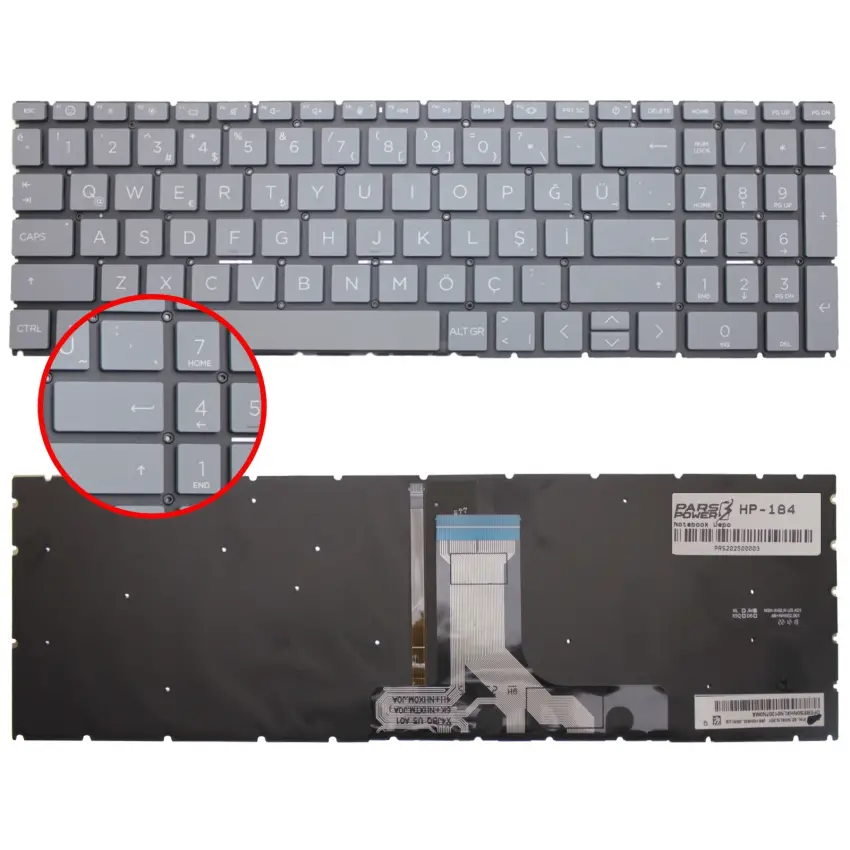 Hp 15-fd0004nt (86n52EA) Klavye Işıklı (Füme TR)