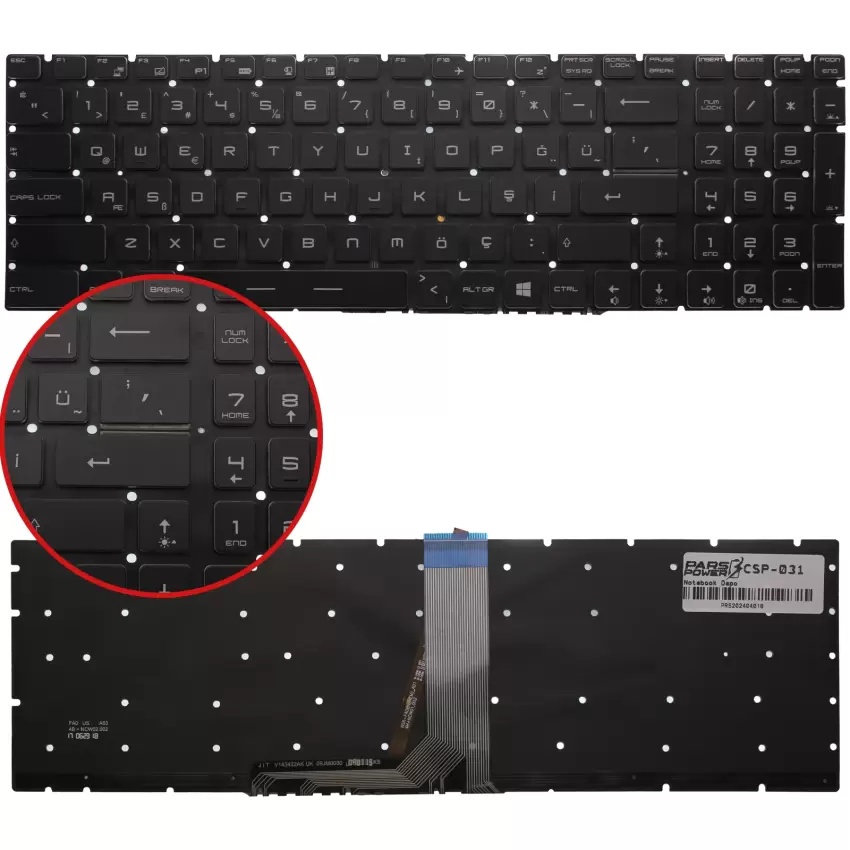 Msi GT72VR 6RE Dominator Pro Tobii Uyumlu Notebook Klavye (Siyah Işıklı TR)