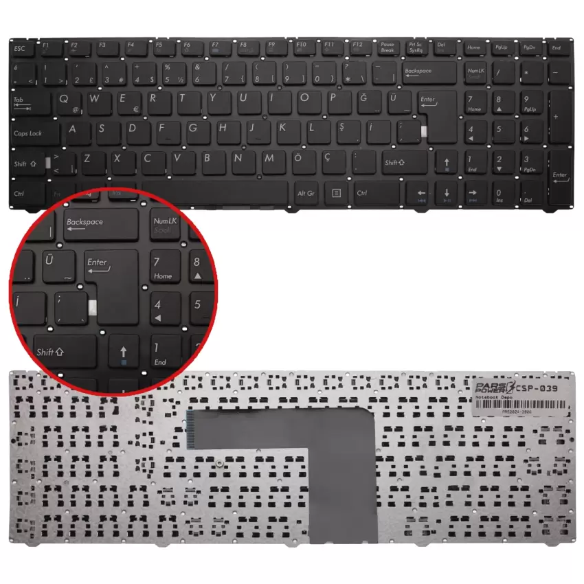 Casper C300.3060-4L05E, C300.3710-4L05E Notebook Klavye (Siyah TR)