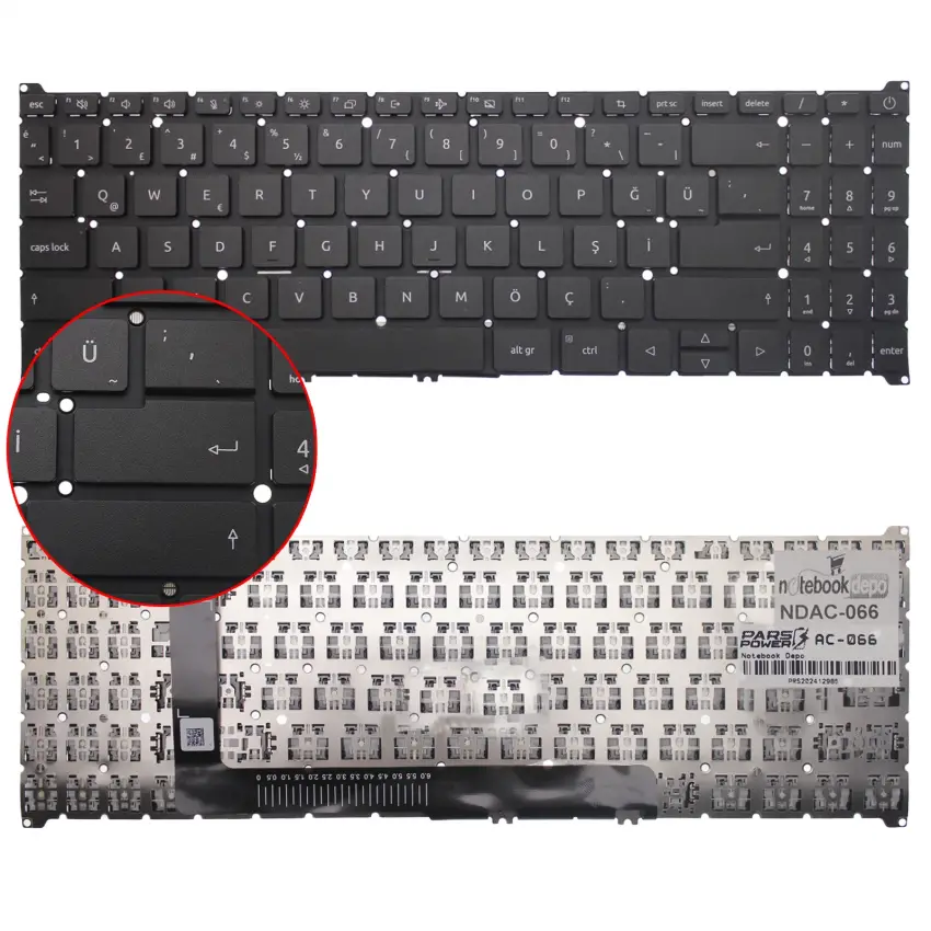 Acer TravelMate P2 TMP215-54-77EJ Klavye (Siyah TR)